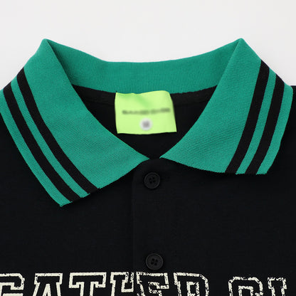 Color blocked lapel short sleeved T-shirt