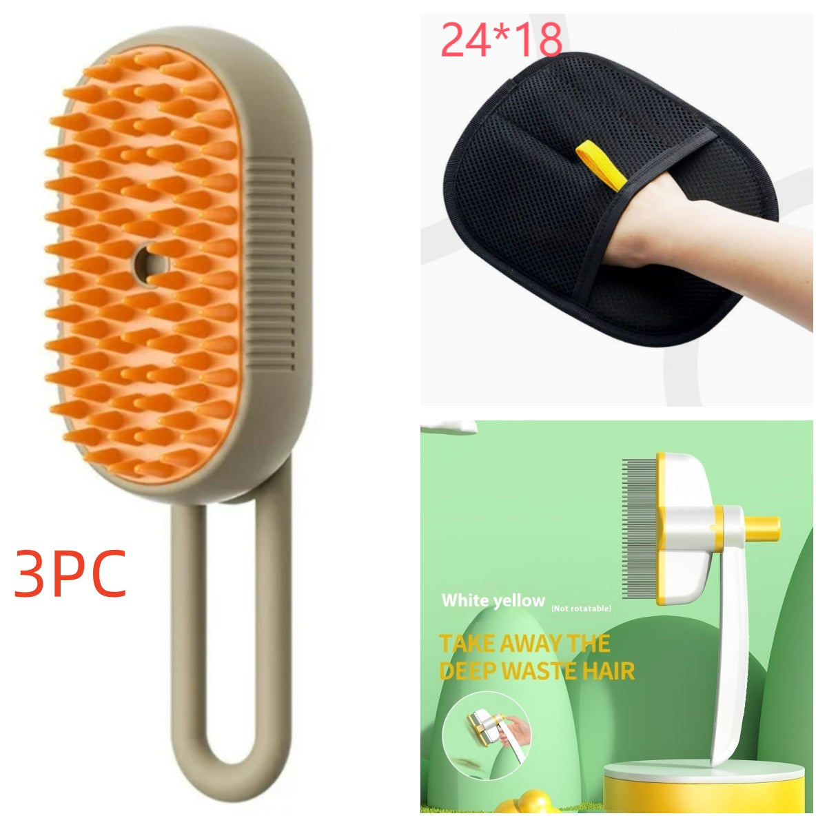 Cepillo de vapor para gatos Cepillo de vapor para perros 3 en 1 Cepillos eléctricos en spray para pelo de gato para masaje Peine de aseo para mascotas Peines de eliminación de pelo Productos para mascotas