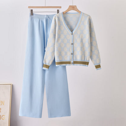 Chic Knit Set for Women  Sweater and Wide-Leg Pants Two-Piece Outfit