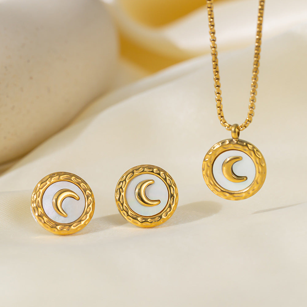 Juego de joyas de acero inoxidable para mujer: collar y pendientes
