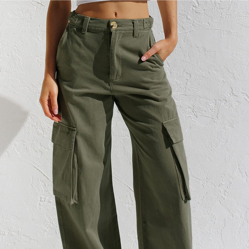 Pantalones vaqueros de trabajo para mujer, holgados, informales, multibolsillos