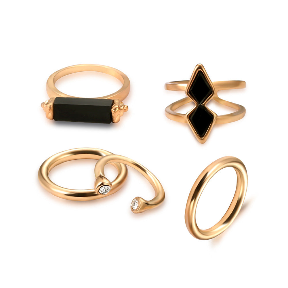 Ensemble de bagues articulées tendance Électrodéposition 18 carats Bijoux gemmes