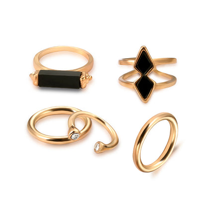Ensemble de bagues articulées tendance Électrodéposition 18 carats Bijoux gemmes