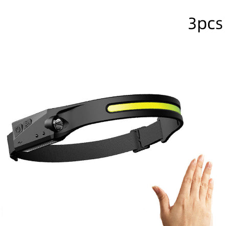 Linterna frontal de inducción LED COB, recargable por USB, resistente al agua, para camping, con todas las perspectivas, luz de caza