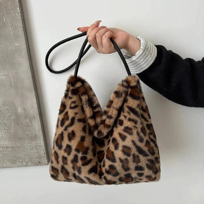 Leopard Furry Shoulder Bag by eprolo