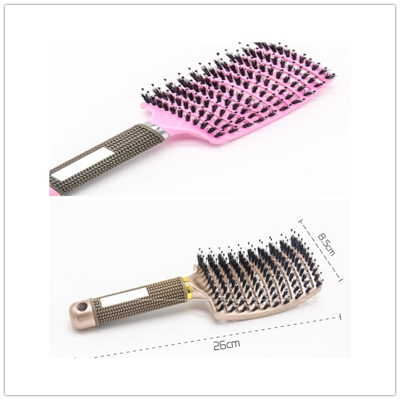 Cepillo para el cabello antinudos Brushy, desenredante para mujer, cerdas de nailon, masajeador de cuero cabelludo, peine para el cabello
