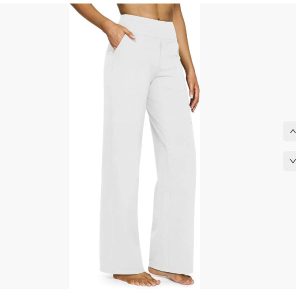 Pantalon droit taille haute en maille à poches
