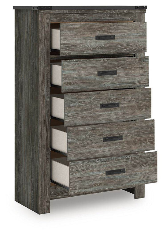 Gray Five Drawer Chest Modern Storage Furniture-1