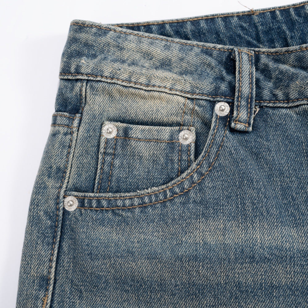 pantalon large en denim délavé