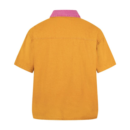 Dopamine cartoon patch embroidered short sleeved shirt