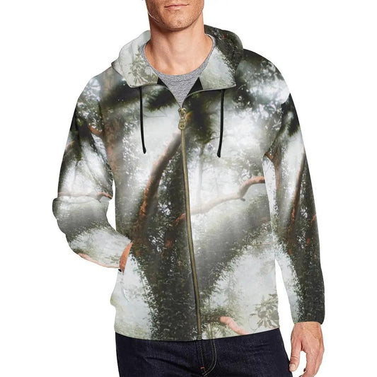 Hoodie Inkedjoy men's all-over forest print full-zip