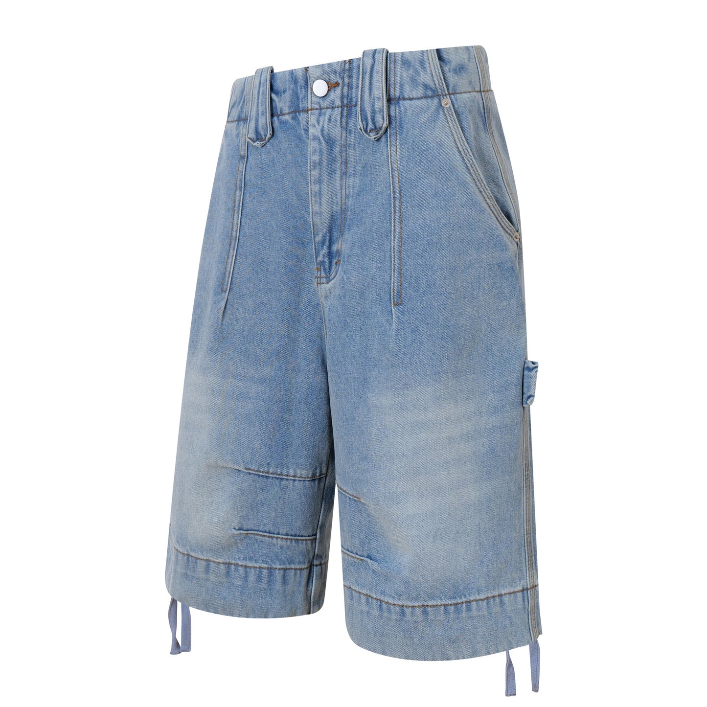 Pantalones Capri Vaqueros Cargo Lavados Estilo Coreano para Mujer
