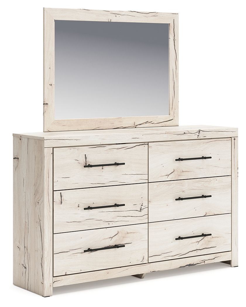 Lawroy 8-Piece Light Natural Bedroom Set with Dresser Mirror Chest King Panel Bed Night Stands.-1