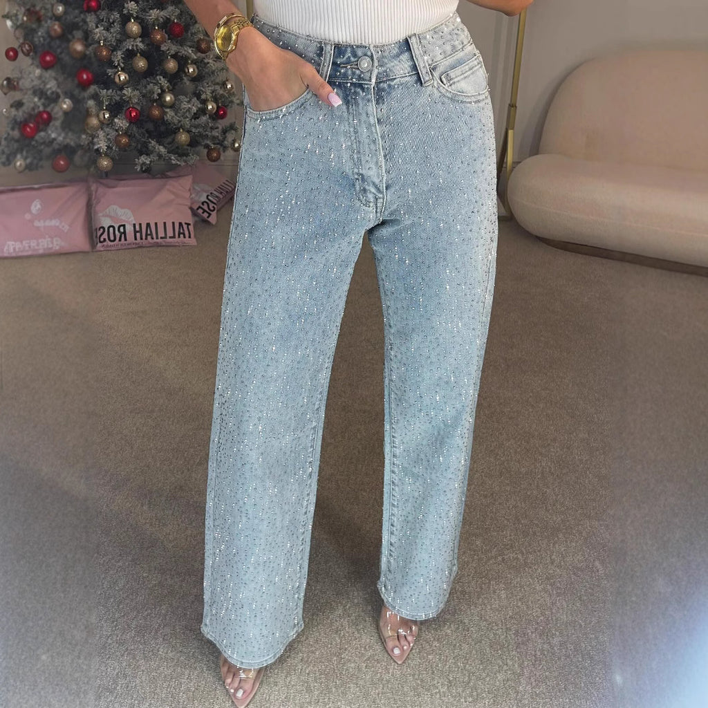 Pantalon taille haute coupe droite personnalisé haut de gamme pour femme, style « hot girl » urbain