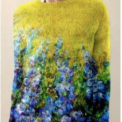 Pull Femme Col Rond Imprimé 3D Numérique Tricoté