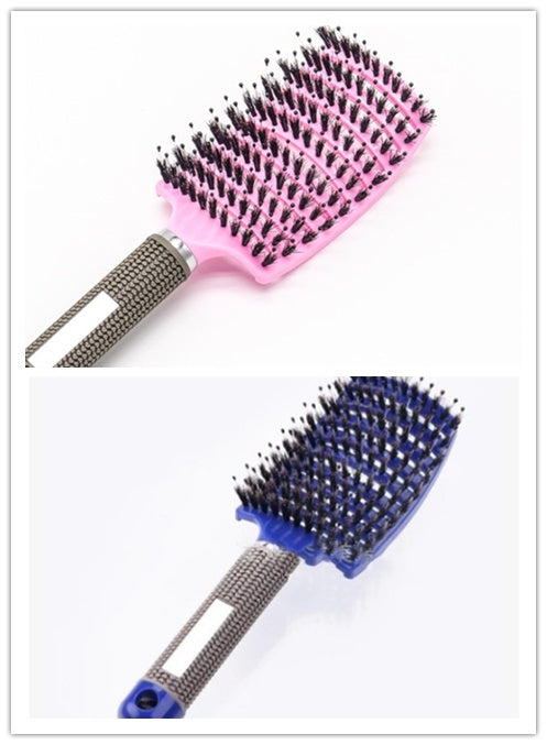 Cepillo para el cabello antinudos Brushy, desenredante para mujer, cerdas de nailon, masajeador de cuero cabelludo, peine para el cabello