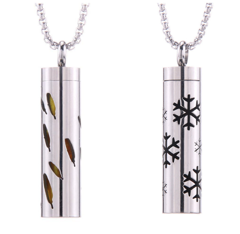 Pendentif diffuseur d'huiles essentielles cylindrique en acier inoxydable