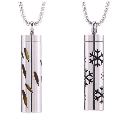 Pendentif diffuseur d'huiles essentielles cylindrique en acier inoxydable