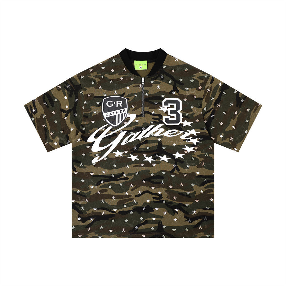 Full printed star camouflage short sleeved shirt