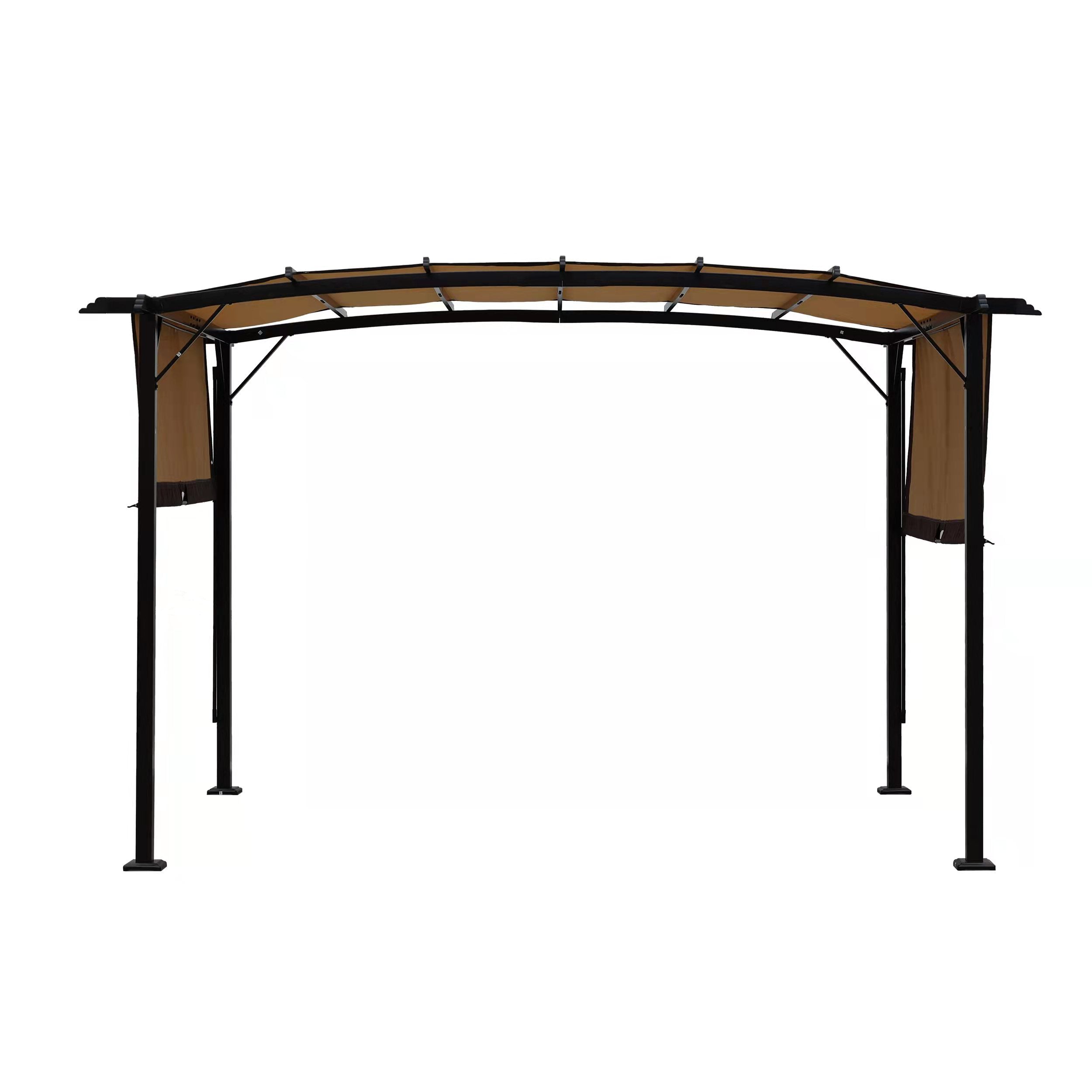 Pergola de jardin extérieure 3,6 x 2,7 m, auvent rétractable, gloriette en acier, abri solaire pour jardins