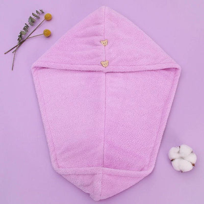 Super absorbent double-layer thickened coral velvet quick drying hair towel, shower cap, and headband towel by eprolo
