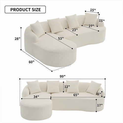 LuxeForm™ – Grey Compression Sofa with Chaise Lounge & 4 Pillows