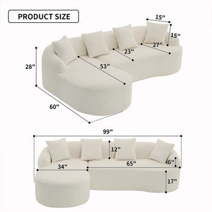 LuxeForm™ – Grey Compression Sofa with Chaise Lounge & 4 Pillows