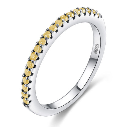 Bague en Zircon Incrustée de Diamants Simples sur une Seule Rangée