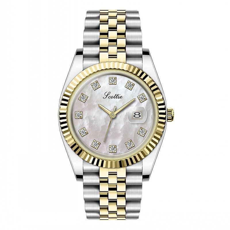 Montre femme simple et élégante en acier avec calendrier