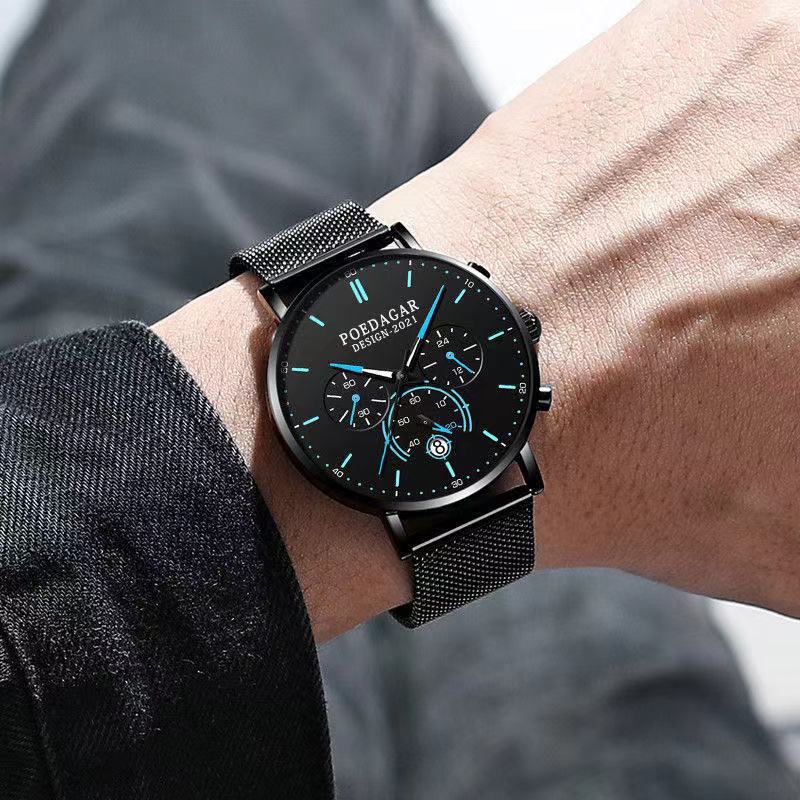 Reloj de cuarzo multifuncional e impermeable para hombre