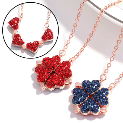 Collier Pendentif Pliable Amour Lat Or Rose Diamant Complet Rouge