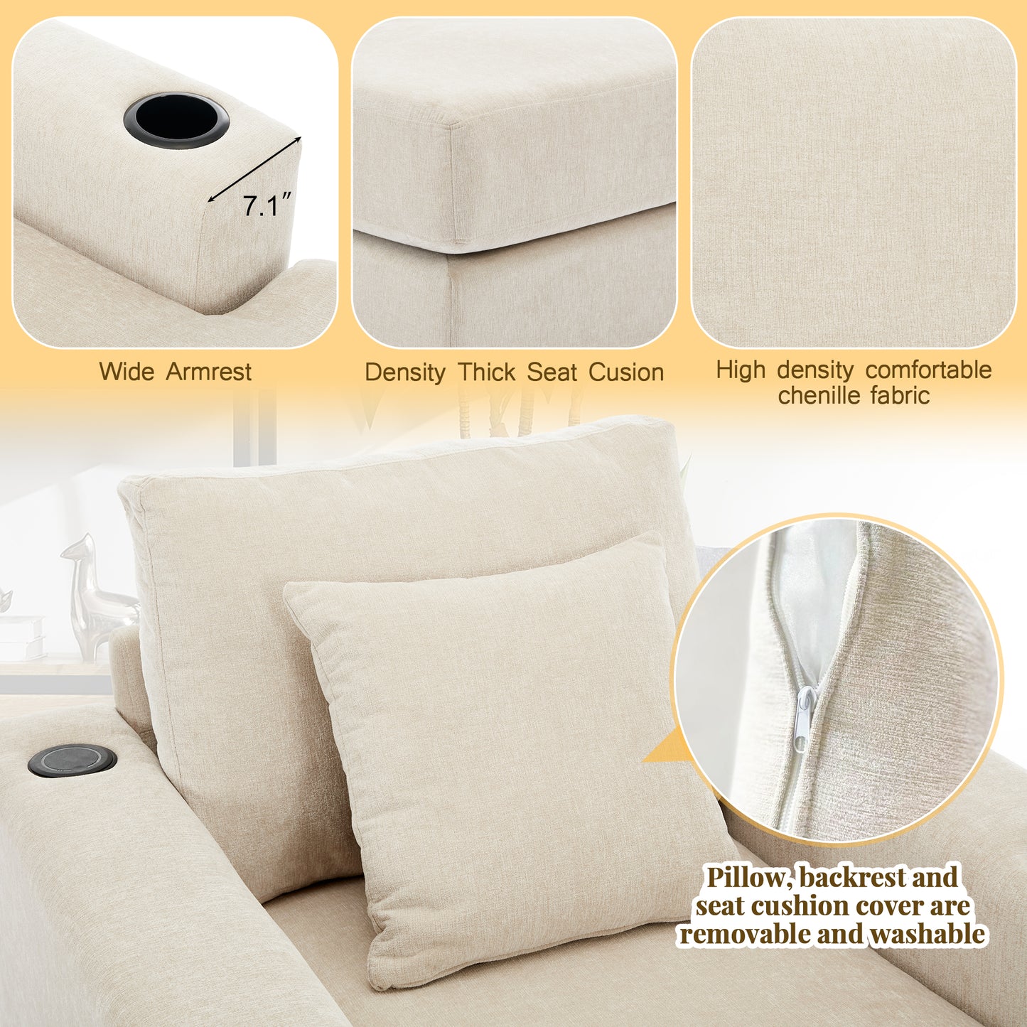 Tumbona oversized de 100.8 cm Sofá-diván de estilo moderno