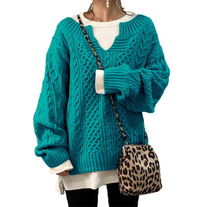 Pull en lin à motifs, tricot décontracté