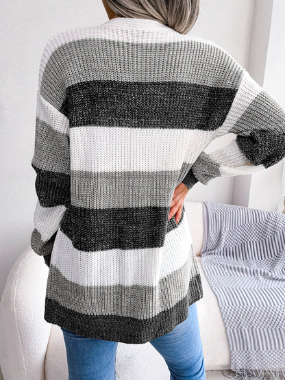 Cardigan à carreaux pour femmes, décontracté, à manches lanternes, veste, vêtements d'extérieur