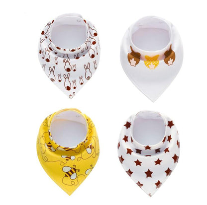 Lot de 4 bavoirs imprimés flèche vague triangle, accessoires bavoir bandana en coton pour bébé