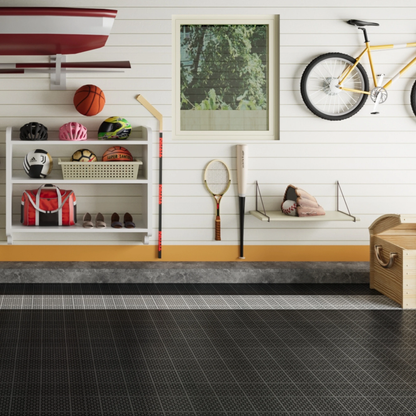 12 x 12 inch black interlocking deck tiles, plastic waterproof, weighing up to 6613 pounds, with a rose pattern pack of 12 by eprolo