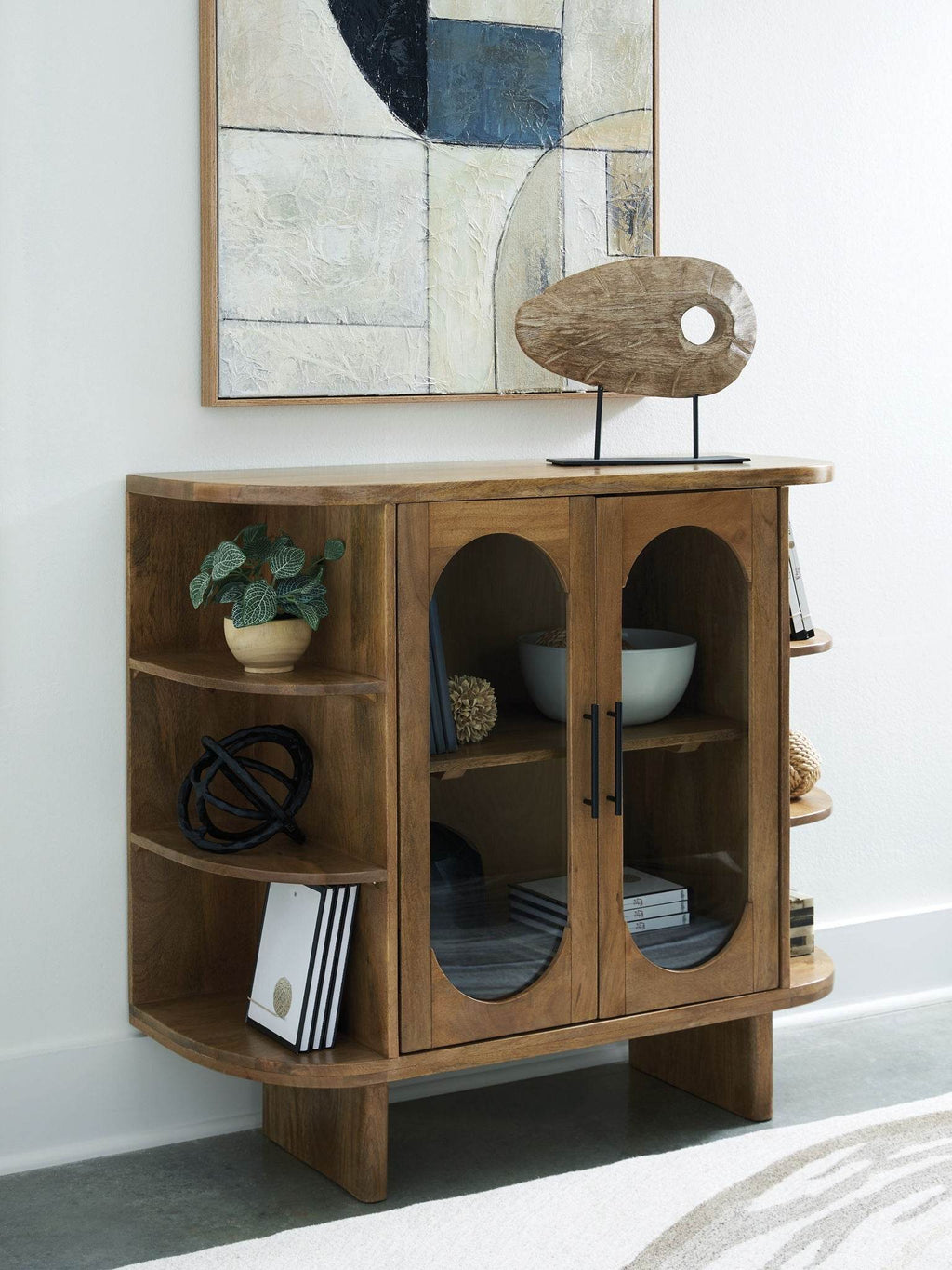 Signature Design by Ashley Niall Light Brown Accent Cabinet Mid Century Style Storage-1