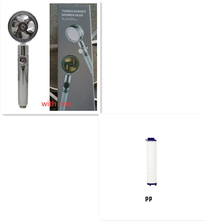 Cabezal de Ducha con Ahorro de Agua, Flujo Giratorio 360 Grados con Pequeño Ventilador, Boquilla Rociadora de Alta Presión de Lluvia de ABS, Accesorios de Baño