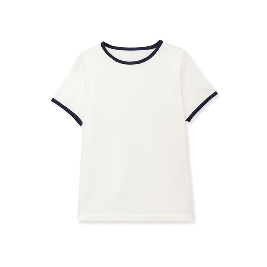 T-shirt col rond manches courtes contrasté