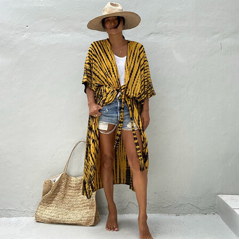 Robe de plage de villégiature en polyester anti-UV pour femmes