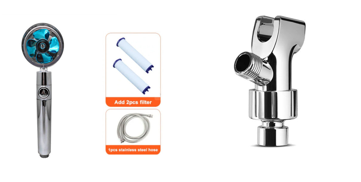 Cabezal de Ducha con Ahorro de Agua, Flujo Giratorio 360 Grados con Pequeño Ventilador, Boquilla Rociadora de Alta Presión de Lluvia de ABS, Accesorios de Baño