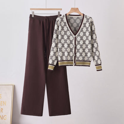 Chic Knit Set for Women  Sweater and Wide-Leg Pants Two-Piece Outfit
