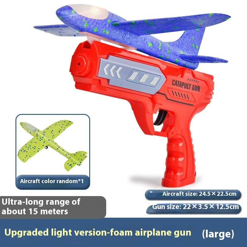 Juguete de pistola lanzador de avión de burbujas tipo catapulta para niños al aire libre