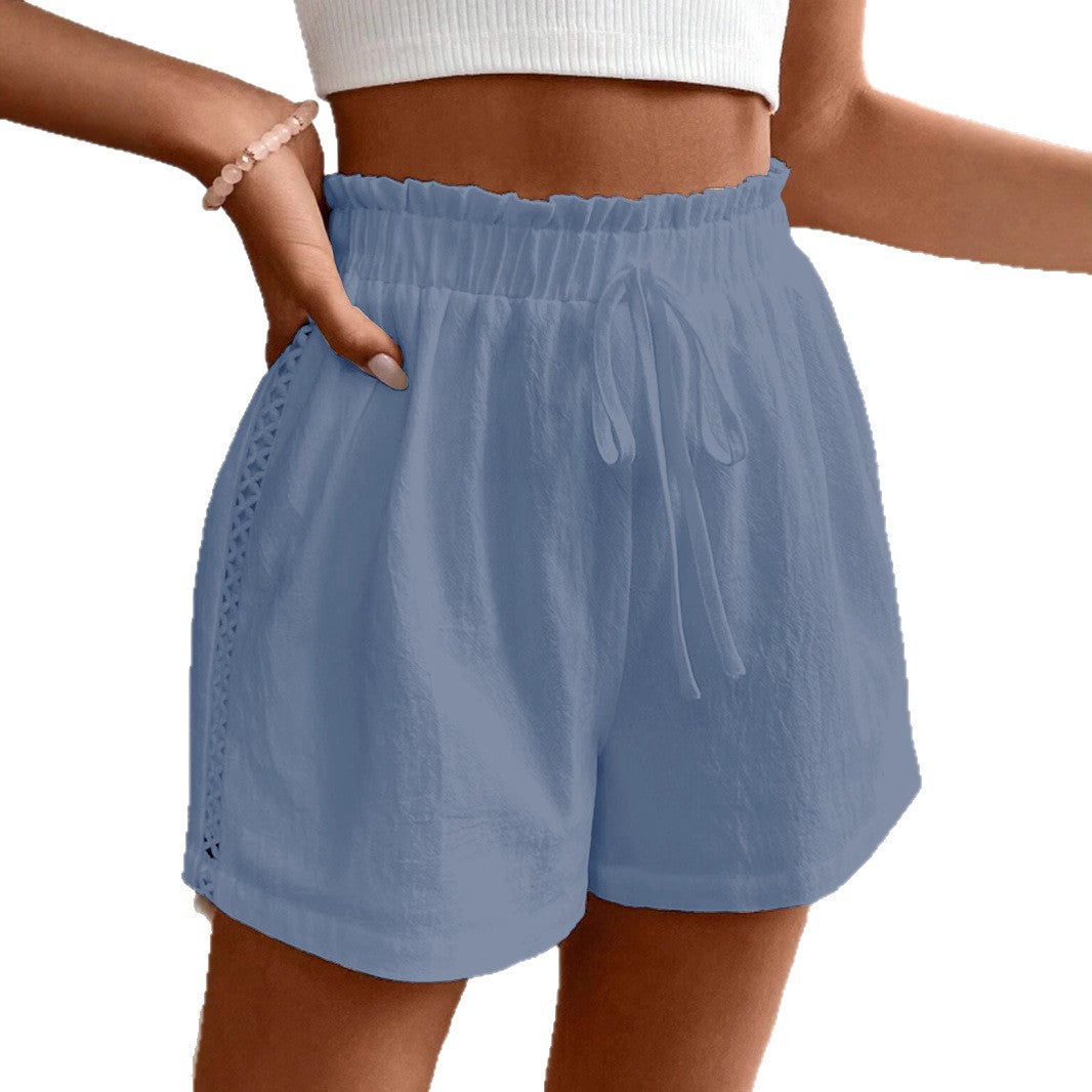 Pantalones cortos de color liso informales de verano sueltos que combinan con todo