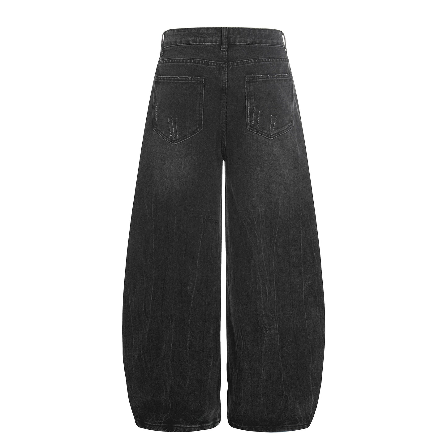 Distressed Cat-Whisker Wide-Leg Jeans Loose Silhouette Knife-Pants Versatile Floor-Length Pants