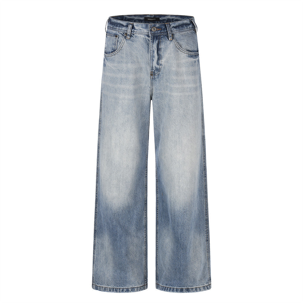 Pantalones de mezclilla blancos degradados desgastados