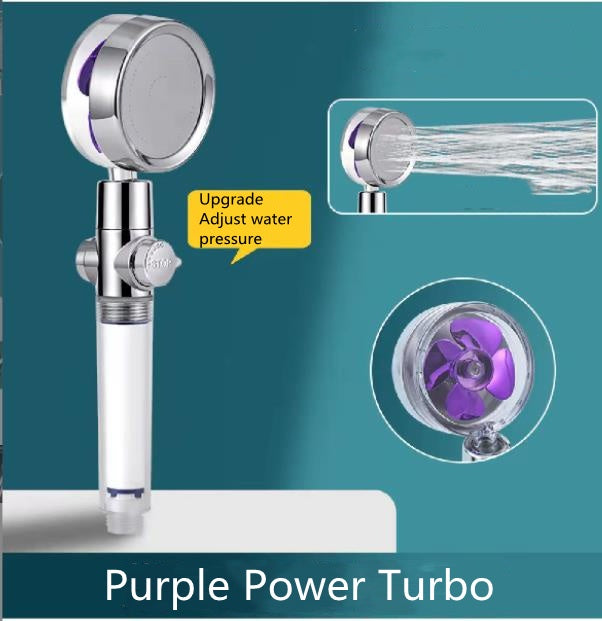 Cabezal de Ducha con Ahorro de Agua, Flujo Giratorio 360 Grados con Pequeño Ventilador, Boquilla Rociadora de Alta Presión de Lluvia de ABS, Accesorios de Baño