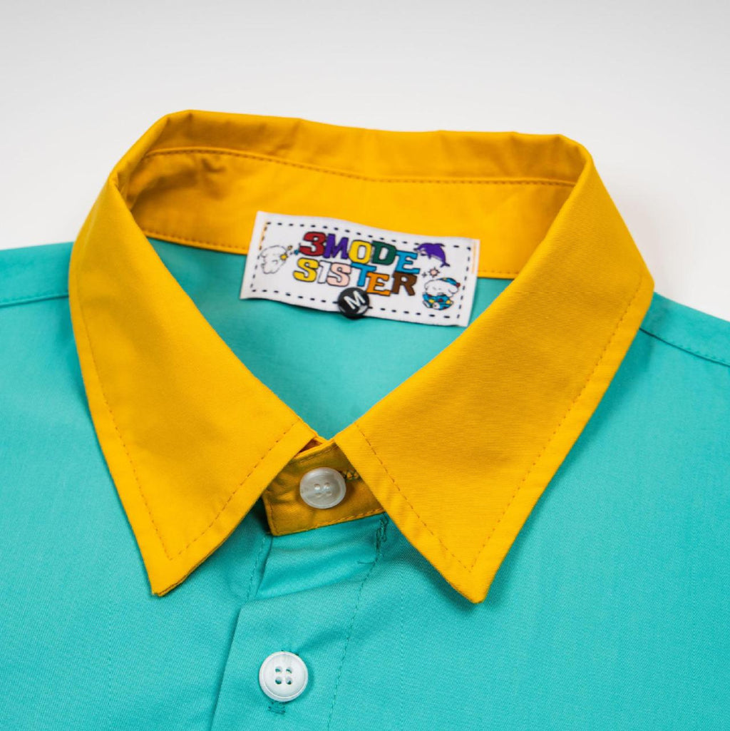 Cartoon sticker embroidered short sleeved shirt