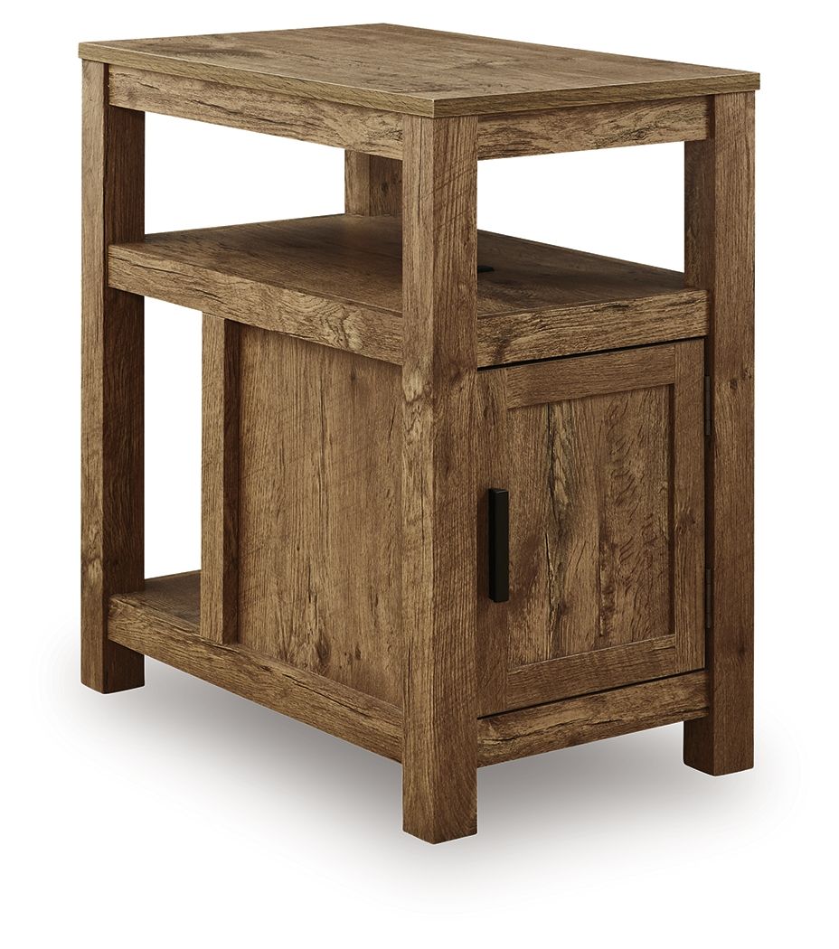 Signature Design by Ashley Fendenmore Chair Side End Table with USB Ports and Storage Brown Two-Tone Finish-0