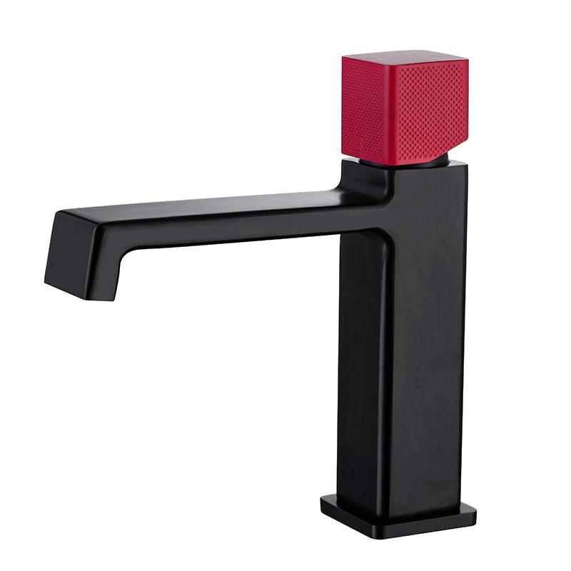 Black square single hole cold and hot countertop basin sink chrome faucet by eprolo